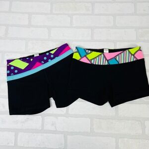 Ivivva Athletica Girls Black Athletic Shorts Bundle Size 10 Neon Patterns 2pk